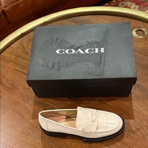 Coach Ivory Loafers with Black Sole